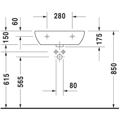 Duravit D Code Med Lavabo 55x43cm avec trou pour robinetterie sans trop plein blanc