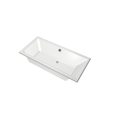 Xens Kristal baignoire à encastrer rectangulaire sans vidange avec trou de trop-plein 235 litres 160x75x48/55cm acrylique blanc