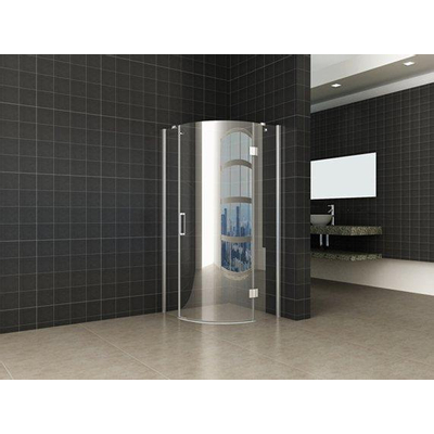 Wiesbaden Curf cabine de douche quart de cercle avec 1 porte battante droite 900 x 900 x 2000 x 8 mm verre clair/chrome