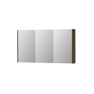INK SPK2 spiegelkast – 140x74x14 cm – 3 deuren, dubbelzijdige spiegeldeuren – Massief eiken Charcoal