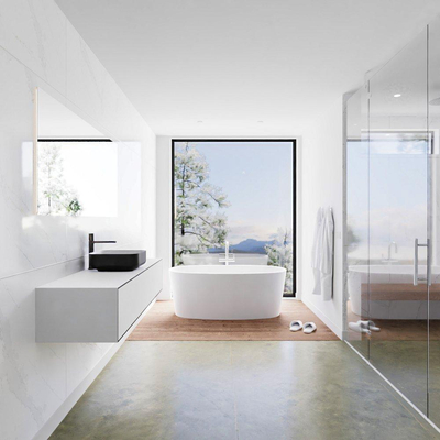 Mondiaz Lagom Meuble salle de bains 150x30.9x45cm Solid Surface Urban 1 tiroir avec lavabo BINX vasque à poser Centre 1 trou de robinet