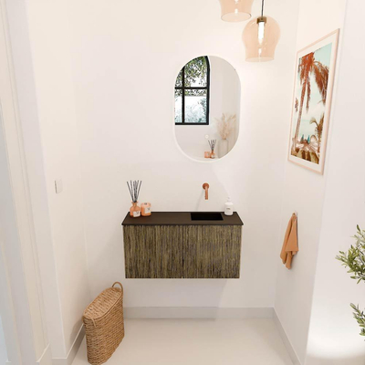 Mondiaz JOYA 80cm toiletmeubel - kleur Dusk - Wastafel FAYE positie Rechts Zonder kraangat kleur Urban.