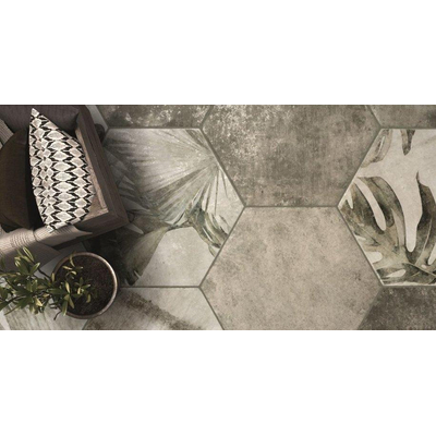 Zyx Amazonia Vloer- en wandtegel met decor 32x37cm 9mm gerectificeerd R9 porcellanato Tropic Grey