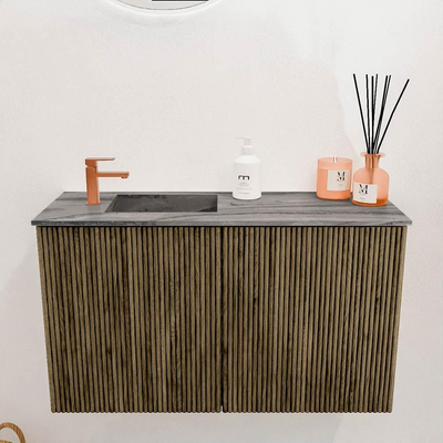 Mondiaz JOYA-DLUX 70cm toiletmeubel - kleur Dusk - Wastafel FAYE positie Links 1 kraangat kleur Sombra.