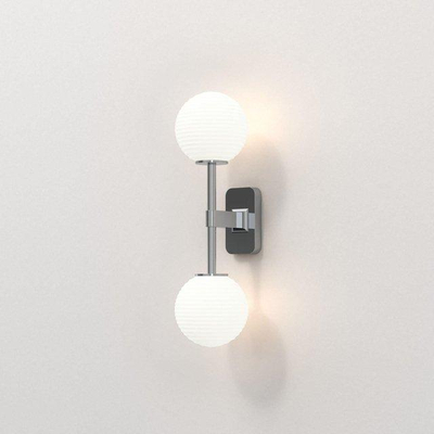 Astro Tacoma Twin Applique/Plafonnier - 230V - IP44 - bulbeux - cannelé - verre blanc - chrome