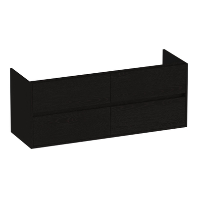 BRAUER Adore wastafelonderkast - 140x46x55cm - 4 softclose lades - greeploos - 2 sifon uitsparingen - Timber Black