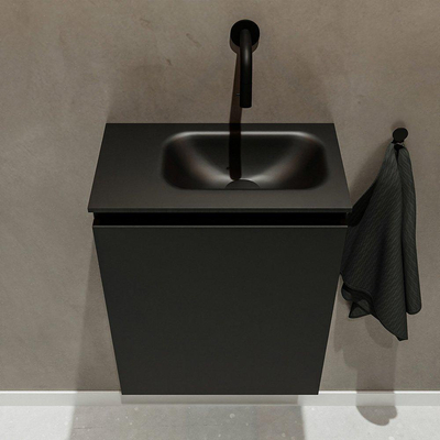 Mondiaz TURE Meuble lave-mains 40x23x50cm sans trous de robinet 1 porte Urban mat Lavabo Eden Droite Solid Surface Noir