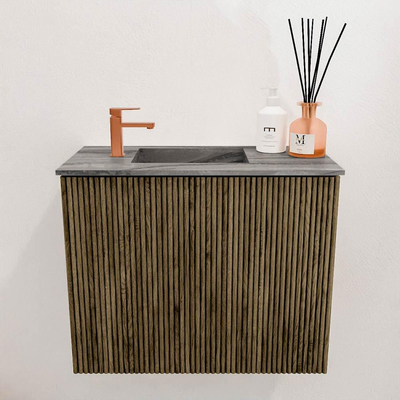 Mondiaz JOYA-DLUX 50cm toiletmeubel - kleur Dusk - Wastafel FAYE positie Links 1 kraangat kleur Sombra.