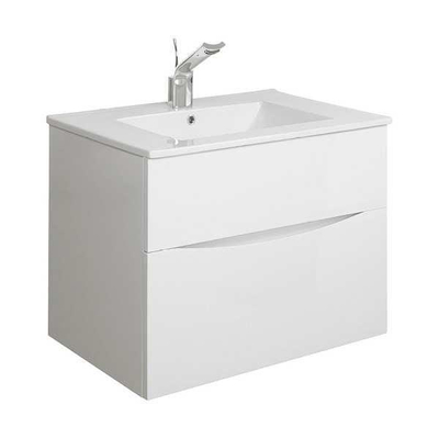Crosswater Glide II Wastafelonderkast - 70x45x52cm - 2 lades - greeploos - softclose - glans wit (grijs)