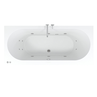 Riho Easypool 3.1 Carolina baignoire balnéo 180x80cm droite hydro 6+4+2 commande pneumatique pieds et bonde inclus blancs