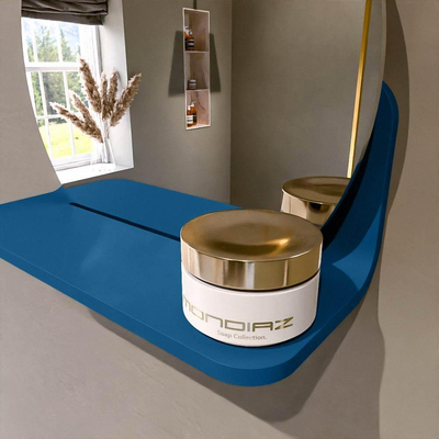 Mondiaz SPOT Miroir de salle de bains - rond 30cm - tablette miroir - couleur Jeans