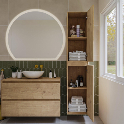 Saniclass Holz Pure Colonne haute - 140x38x38cm - 2 portes - Chêne naturel