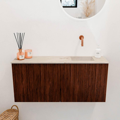 Mondiaz JOYA-DLUX 90cm meuble de toilette - couleur Ruby - Vasque FAYE position Droite Sans trou de robinet couleur Frappe.