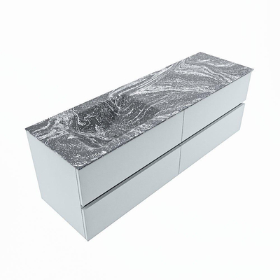 Mondiaz VICA-DLUX ensemble de meuble de salle de bain - 150cm - meuble sous-vasque argile - 4 tiroirs - lavabo encastré nuage gauche - sans trous de robinet - version haute de 60cm - lave