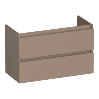 BRAUER Joy wastafelonderkast ondiep - 80x39x50cm - 2 softclose lades - greeploos - 1 sifon uitsparing - mat mokka