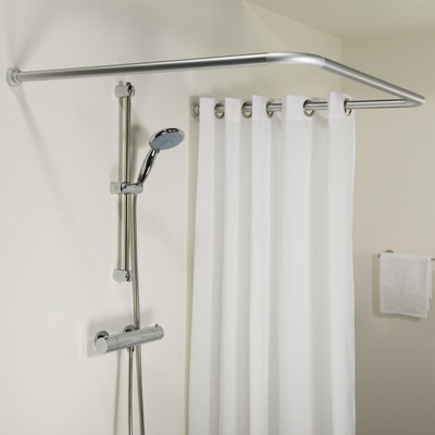 Sealskin Seallux Tringle de rideau de douche Set combinée. Ø 28 mm Aluminium Aluminium mat pour 90x90. 90x90x90 ou 80x170 cm