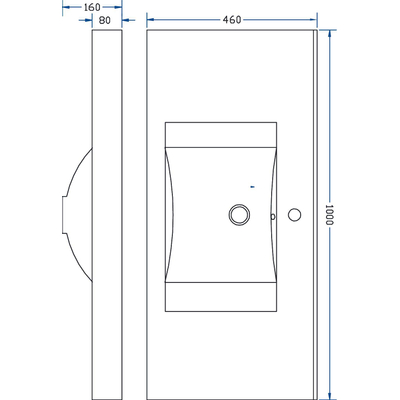 Xellanz Tigris lavabo simple avec 1 trou de robinet 100x46x8 cm marbre de synthèse brillant blanc