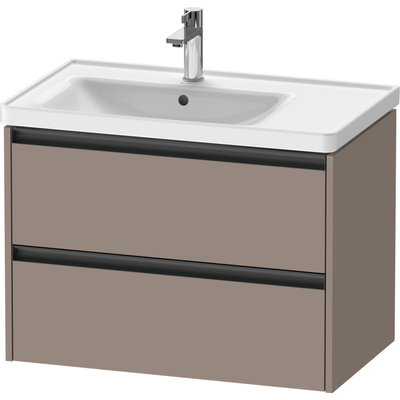 Duravit Ketho.2 Wastafelonderbouwkast - met 2 laden - voor waskom links - 78.4x45.5x54.9cm - met grepen antraciet - basalt mat