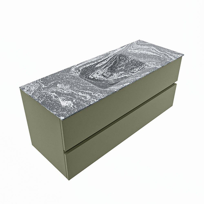 Mondiaz VICA-DLUX ensemble de meuble de salle de bain - 120cm - meuble sous-vasque armée - 2 tiroirs - lavabo encastré nuage milieu - sans trous de robinet - version haute de 60cm - lave