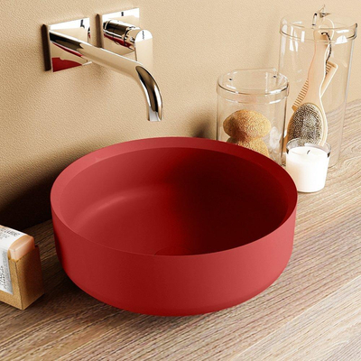 Mondiaz Coss Waskom - 36x36x13cm - rond - opbouw - Solid surface - Fire