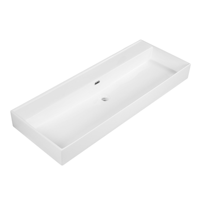 Saniclass Legend Meubelwastafel - 120.5x47x12cm - overloop - 1 wasbakken - zonder kraangaten - keramiek - wit glans