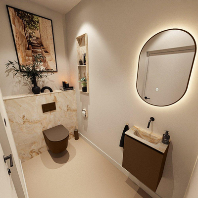 MONDIAZ TURE-DLUX 40cm toiletmeubel Rust. EDEN wastafel Frappe positie midden. Zonder kraangat.