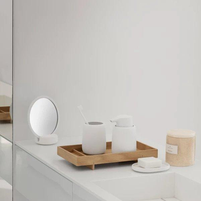 Blomus Sono Make-up Spiegel - hoogte 18,5cm - breedte 17cm - lengte 9cm - White