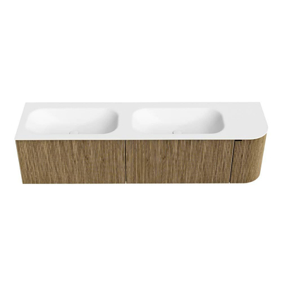 Mondiaz KURVE Badkamermeubelset - 175x46x40cm - 2 lade - 1 deur - wastafel solid surface - dubbel / links - 2 kraangaten - Dusk