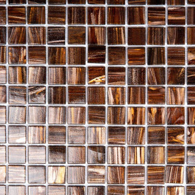 The Mosaic Factory Amsterdam mozaïektegel - 32.2x32.2cm - wand en vloertegel - Vierkant - Glas Brown glans