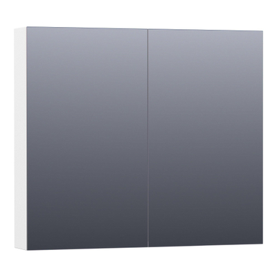 BRAUER Plain Spiegelkast - 80x70x15cm - 2 links/rechtsdraaiende spiegeldeuren - MDF - mat wit