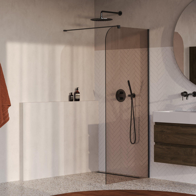 BRAUER Orion Paroi de douche à l’italienne - 90x200cm - verre bronze - revêtement en verre - PVD - Gunmetal brossé