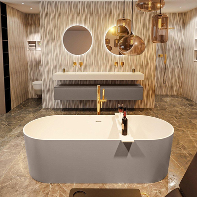 MONDIAZ NOBLE Baignoire autoportante - 180x75cm - Smoke/talc