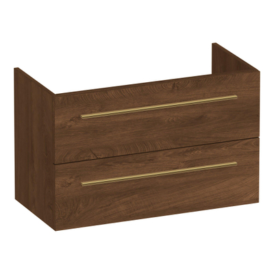 BRAUER Trust meuble sous-lavabo peu profond 80 sans poignées rapportées 2 tiroirs à fermeture en douceur et 1 découpe pour siphon - Forest Cacao