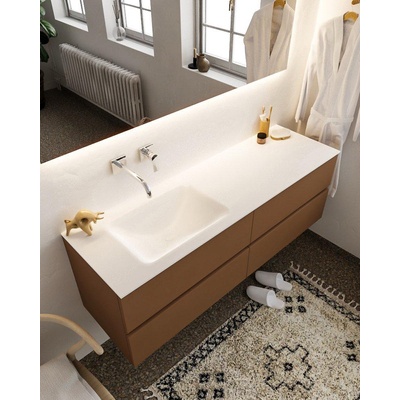 Mondiaz VICA ensemble de meuble de salle de bain - 150cm - meuble sous-vasque repos - 4 tiroirs - lavabo nuage gauche - sans trou de robinet version XL 60cm de haut