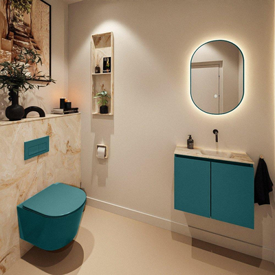 MONDIAZ TURE-DLUX Meuble de toilettes 60 cm Smag. EDEN lavabo Frappe position droite. Sans trou de robinet.