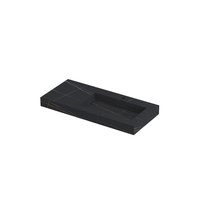 INK Pitch wastafel - 100x45x9cm - 1 wasbak rechts - 1 kraangat - drain keramiek Lauren black mat