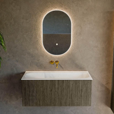 Mondiaz KURVE Ensemble de meuble de salle de bains - 100x46x40cm - 1 tiroir - lavabo solid surface - central - sans trou de robinet - Shadow