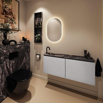 MONDIAZ TURE-DLUX meuble WC 120 cm Plata. Lavabo EDEN Lava position gauche. Avec 1 trou de robinet.