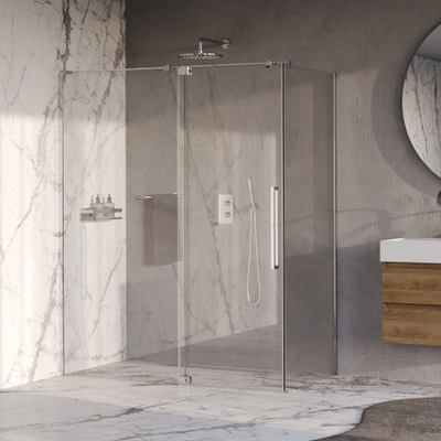 BRAUER Stellar Cabine de douche - 160x90x200cm - porte battante - revêtement de verre - réversible - verre clair - Chrome