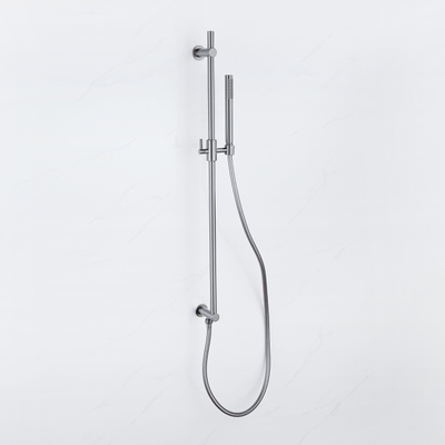 Fortifura Calvi Glijstangset - geïntegreerde - wandaansluitbocht - doucheslang metaal- - staaf handdouche - PVD - geborsteld gunmetal (antraciet)