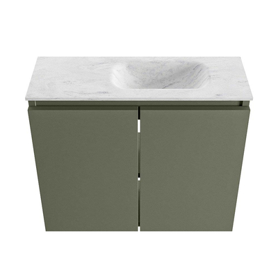 MONDIAZ TURE-DLUX Meuble WC 60cm Army. Lavabo EDEN Opalo position droite. Avec 1 trou de robinet.