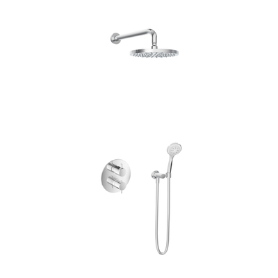 Hotbath Get Togehter thermostat de douche complet set encastrable Laddy R avec robinet d'arret 2 voies et inverseur IBS2RA chrome 3 jets bras mural 25cm