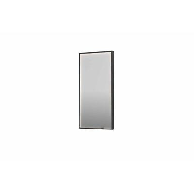 INK SP19 spiegel - 40x4x80cm rechthoek in stalen kader incl dir LED - verwarming - color changing - dimbaar en schakelaar - geborsteld metal black