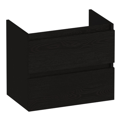 BRAUER Joy wastafelonderkast ondiep - 60x39x50cm - 2 softclose lades - greeploos - 1 sifon uitsparing - Timber Black