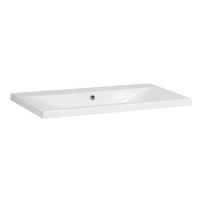 Saniclass Bari Meuble lavabo - 80x47x3.5cm - trop-plein - 1 lavabo - sans trou de robinet - céramique - blanc