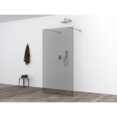 Wiesbaden Slim paroi de douche en verre 800 x 2000 x 8 mm nano verre fumé