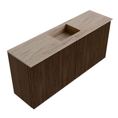 Mondiaz JOYA-DLUX 90cm toiletmeubel - kleur Walnut - Wastafel FAYE positie Midden 1 kraangat kleur Saba.