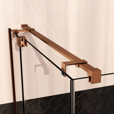 BRAUER Stellar Cabine de douche - 100x90x200cm - porte battante - revêtement verre - réversible - verre clair - cuivre brossé PVD