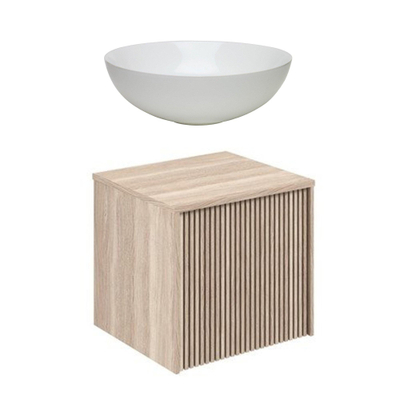 Crosswater Limit Badkamermeubelset - 50x45x45cm - 1 lade - keramieken waskom - modern oak/anthracite (hout)
