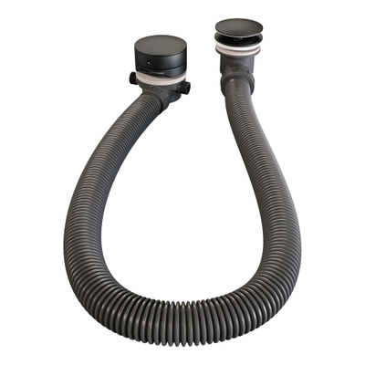 BRAUER Black Carving mitigeur de bain encastré thermostatique - boutons-poussoirs SET 03 - combinaison de remplissage de baignoire - douchette à main barre - flexible de douche - coude de raccordement mural - noir mat